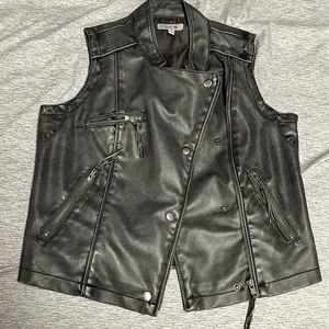 Motor leather vest jacket